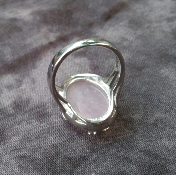 Rose Quartz Cabochon Solitaire Ring - Picture 2 of 6